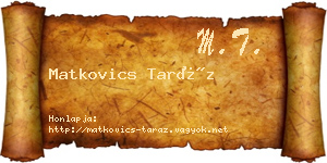 Matkovics Taráz névjegykártya